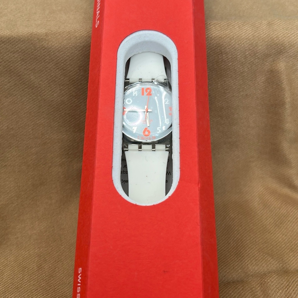 White And Silver Watch With Orange Accents